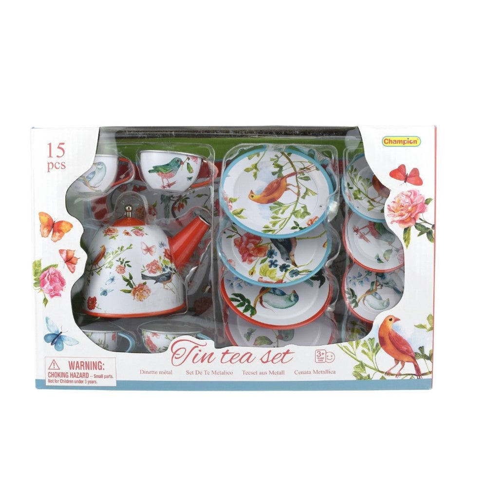 Kids Play Tin Tea Set - Garden Birds 15Pcs