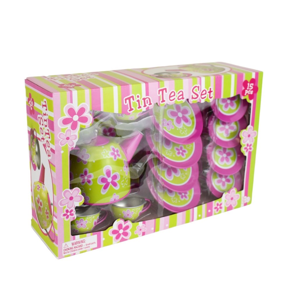 Kids Play Tin Tea Set - Daisy Flower 15Pcs