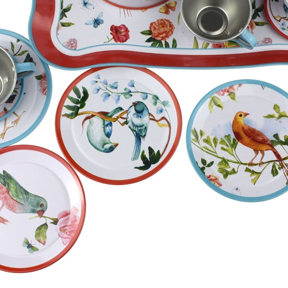 Kids Play Tin Tea Set - Garden Birds 15Pcs