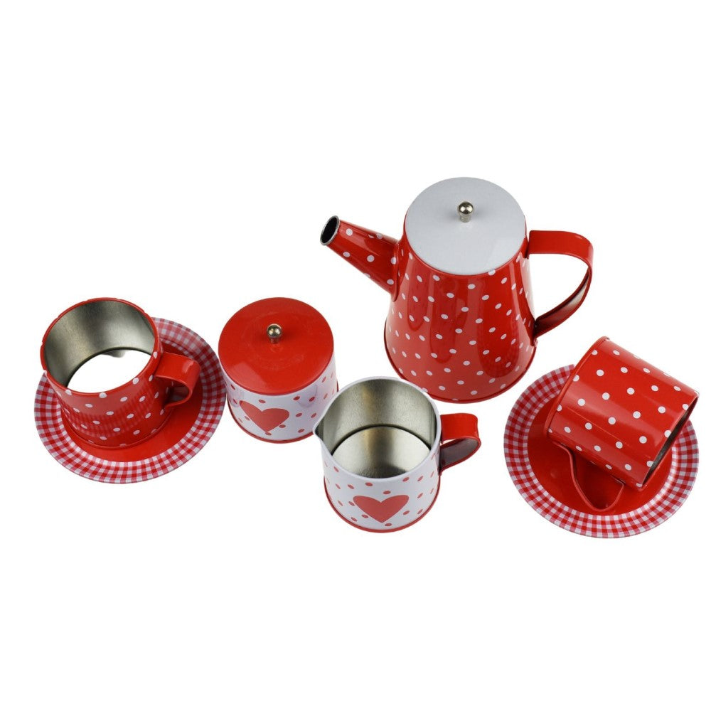 Kids Play Tin Tea Set - Hearts 13Pcs