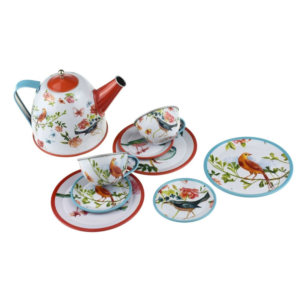 Kids Play Tin Tea Set - Garden Birds 15Pcs