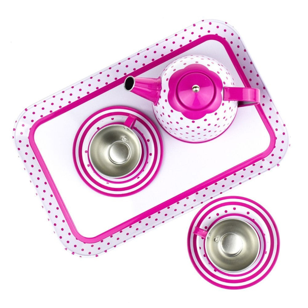Kids Play Tin Tea Set - Polka Dots 15Pcs