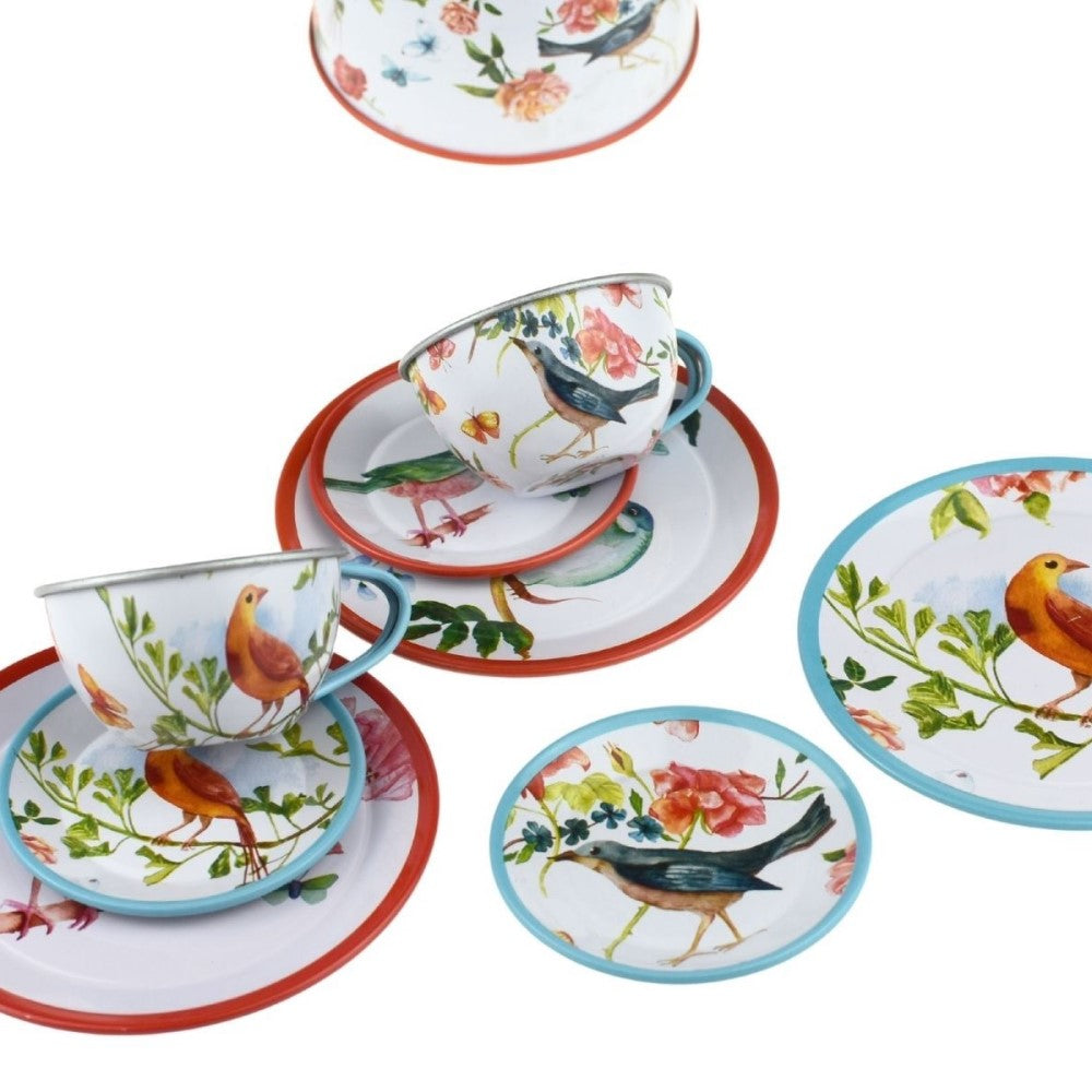 Kids Play Tin Tea Set - Garden Birds 15Pcs