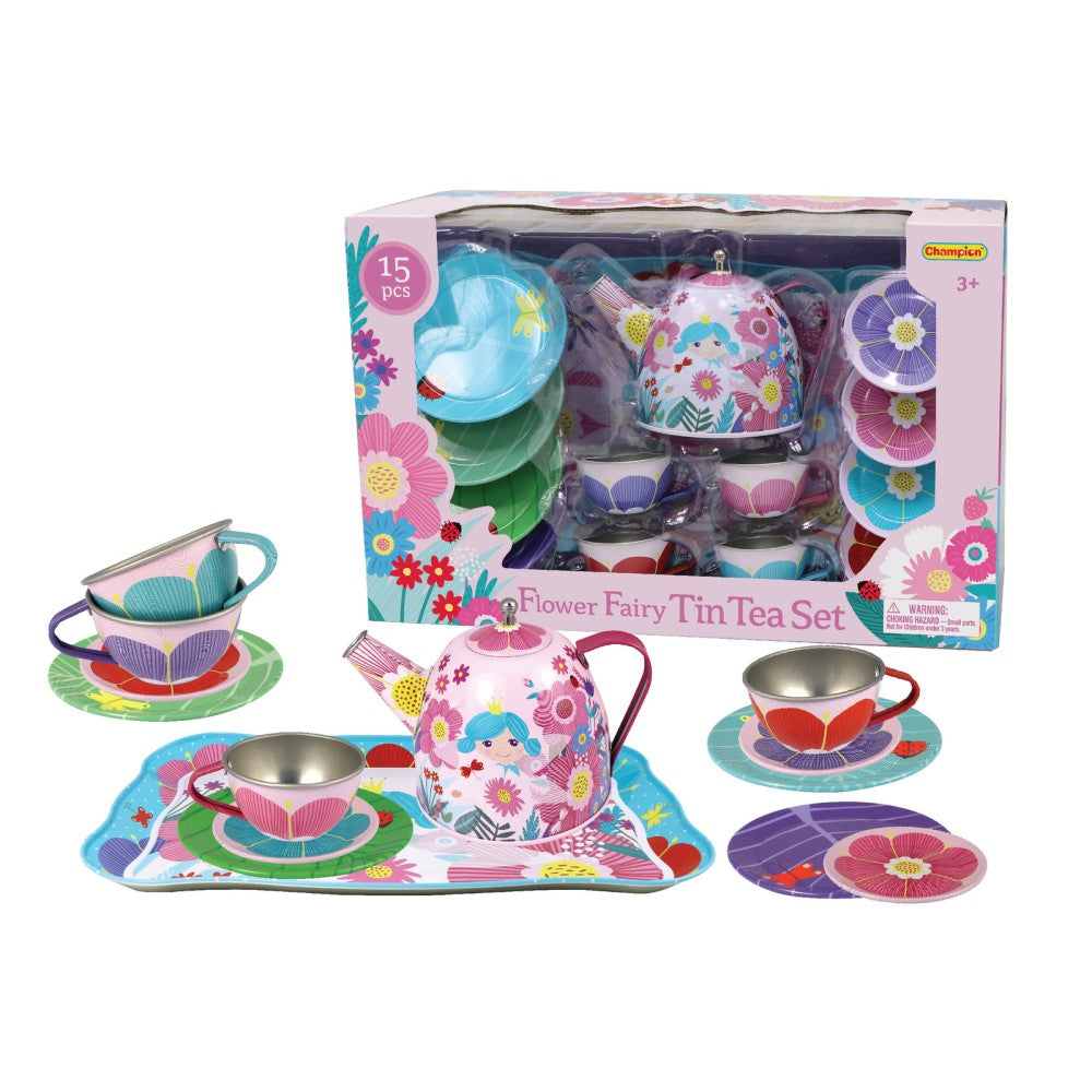Kids Play Tin Tea Set - Flower 15Pcs