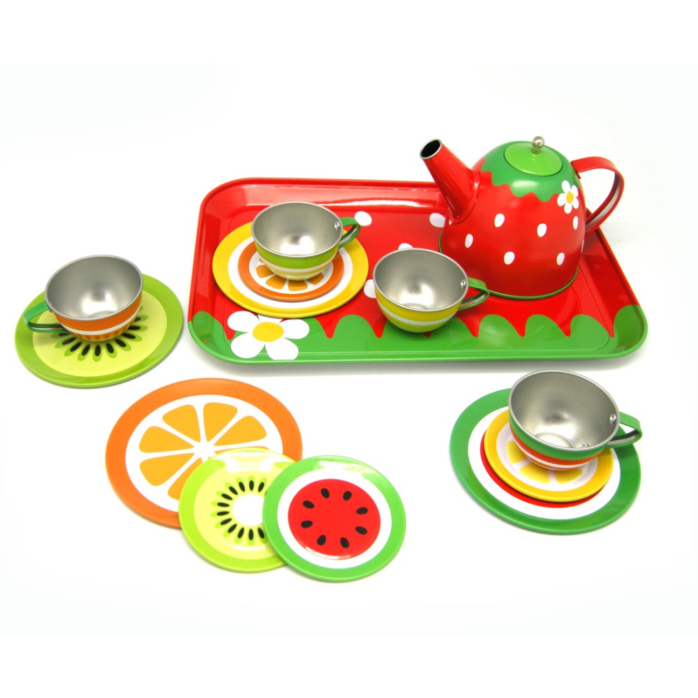 Kids Play Tin Tea Set - Fruits 15Pcs