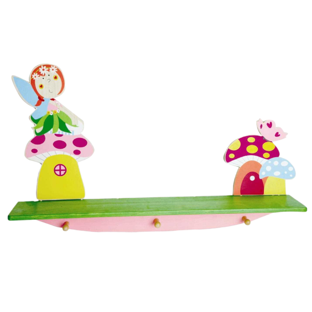 Kids Room Book Shelf With Hooks - Fairy