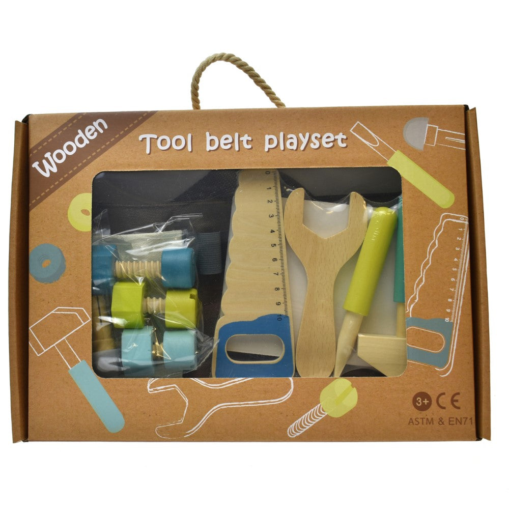 Kids Tool Belt With Wooden Tools Playset