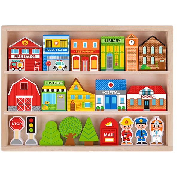 Kids Town Play Set in Wooden Case