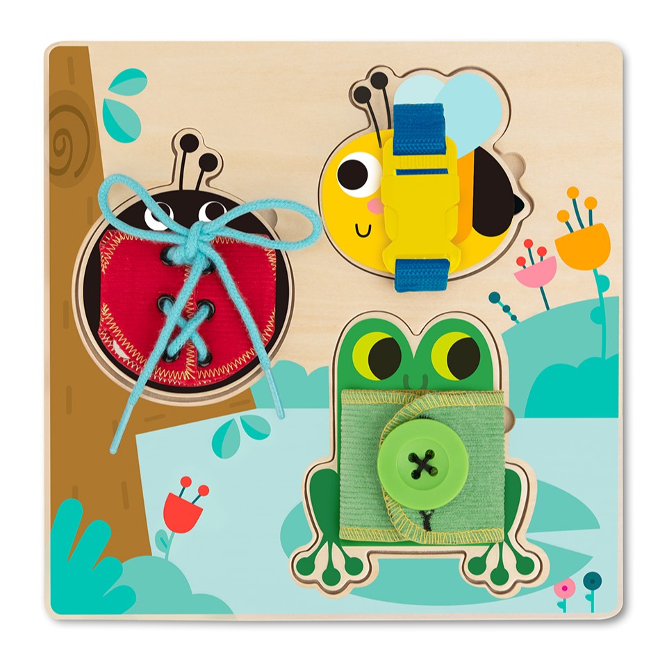 Kids Wooden Basic Skills Lacing Puzzle Board