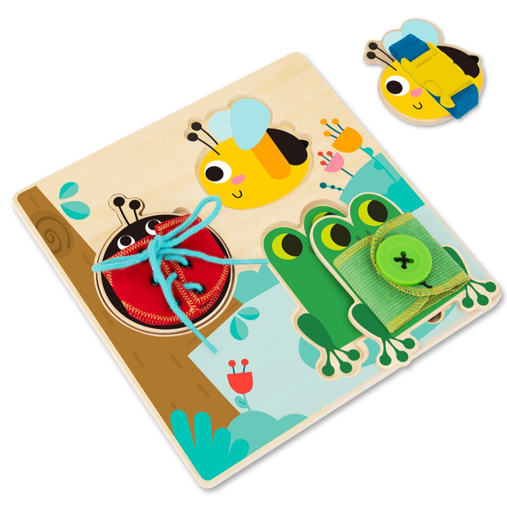 Kids Wooden Basic Skills Lacing Puzzle Board