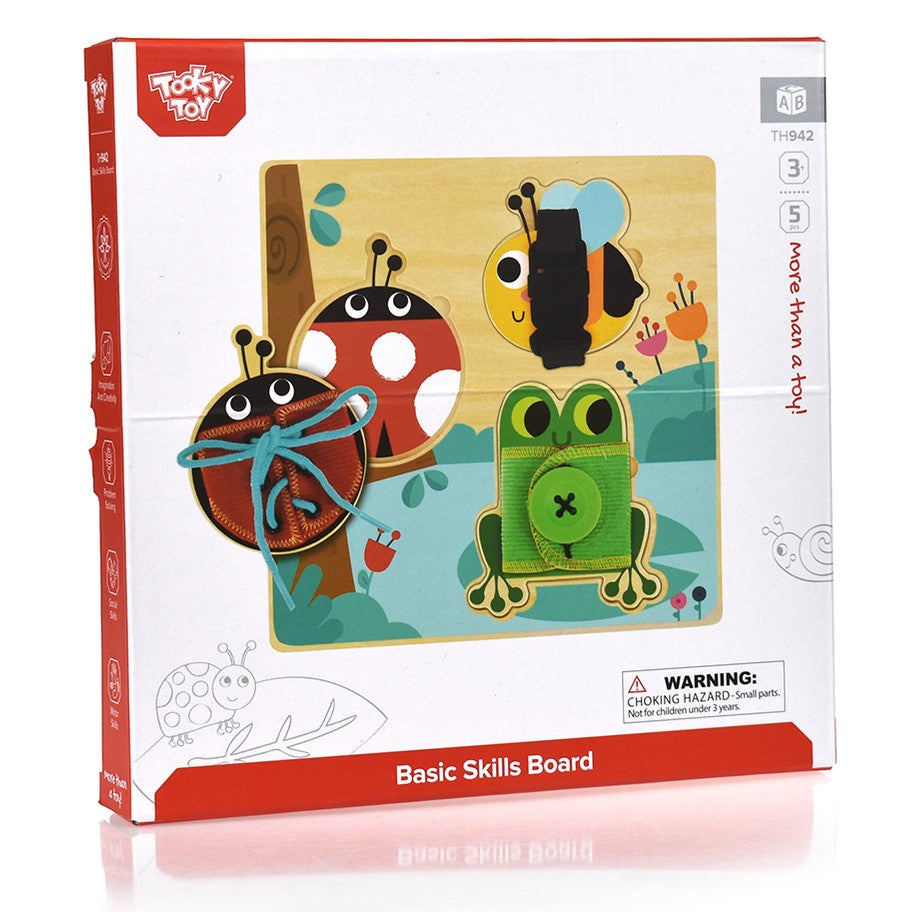 Kids Wooden Basic Skills Lacing Puzzle Board