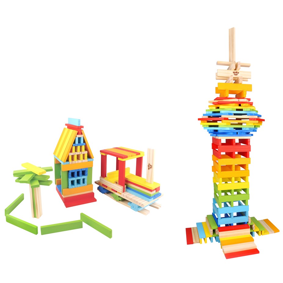 Kids Wooden City Blocks Play Set - 150Pcs