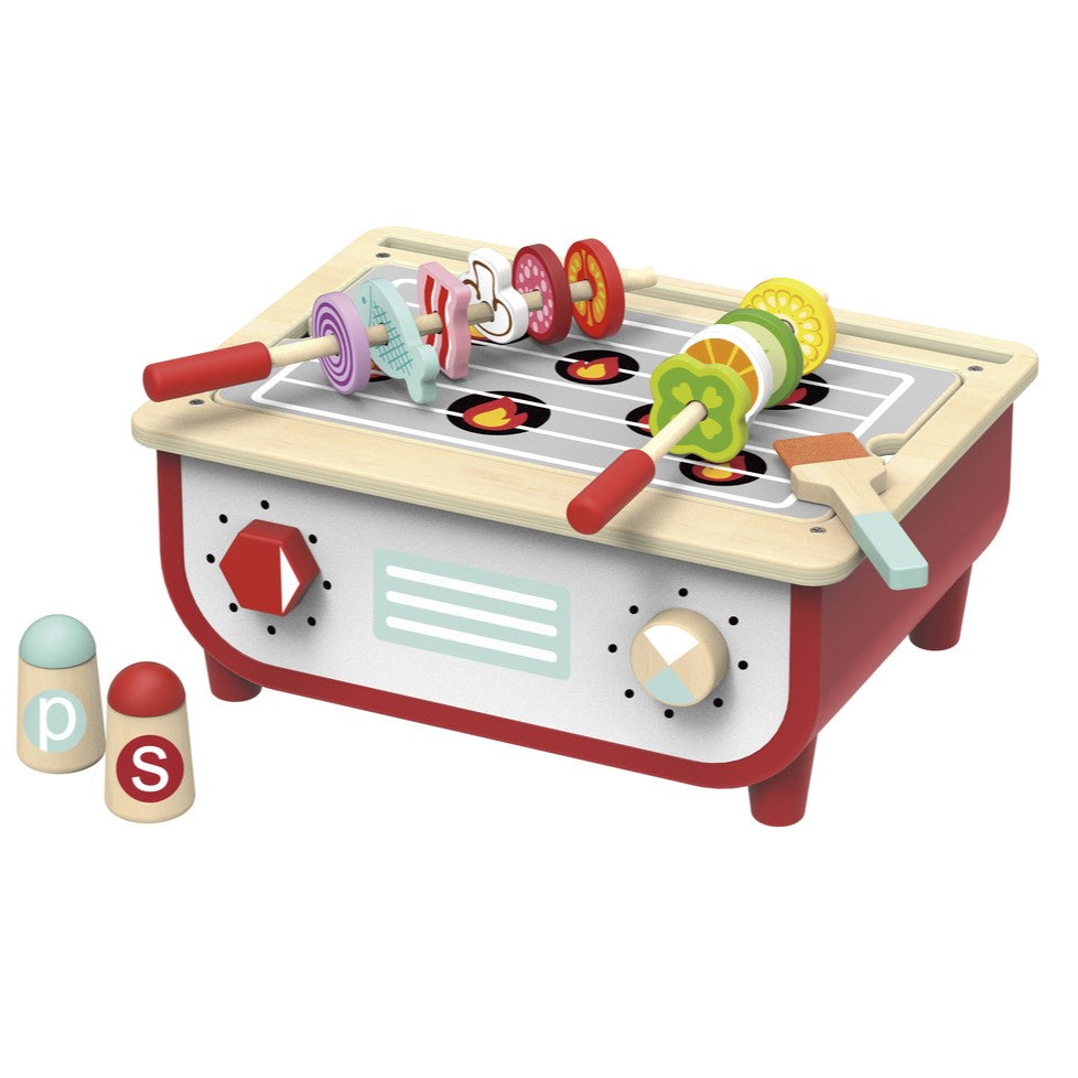 Kids Wooden Pretend & Play Kitchen & BBQ Playset