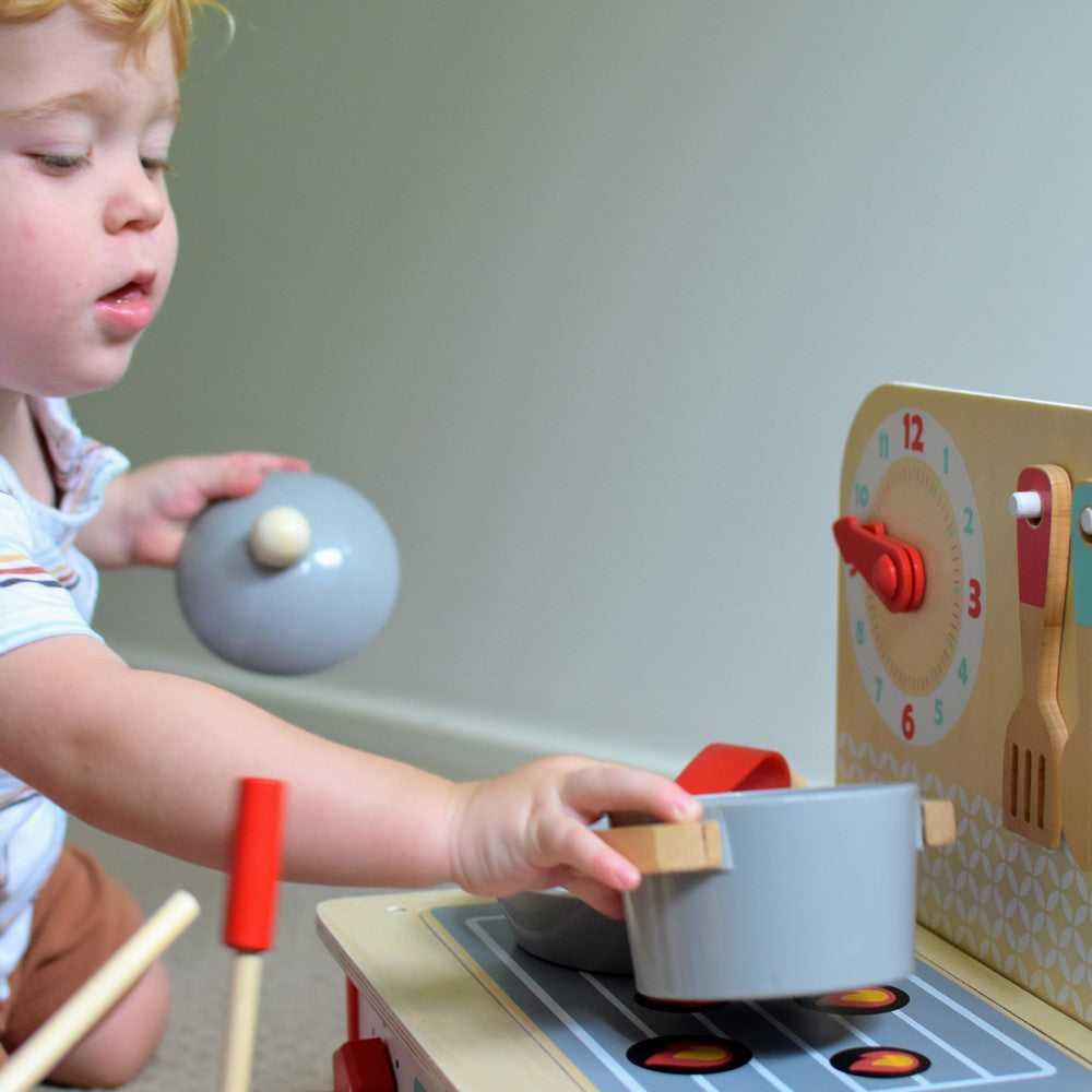 Kids Wooden Pretend & Play Kitchen & BBQ Playset