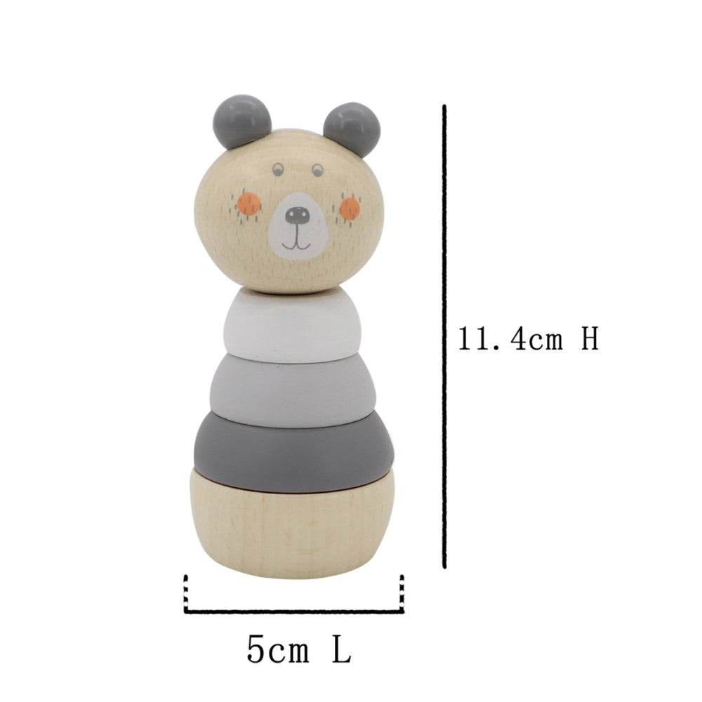 Toddlers Wooden Animal Stacking Tower - Bear