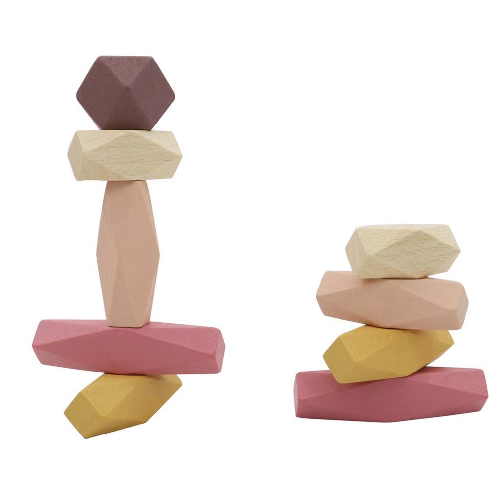Kids Wooden Stacking Stones Game Terracotta Red