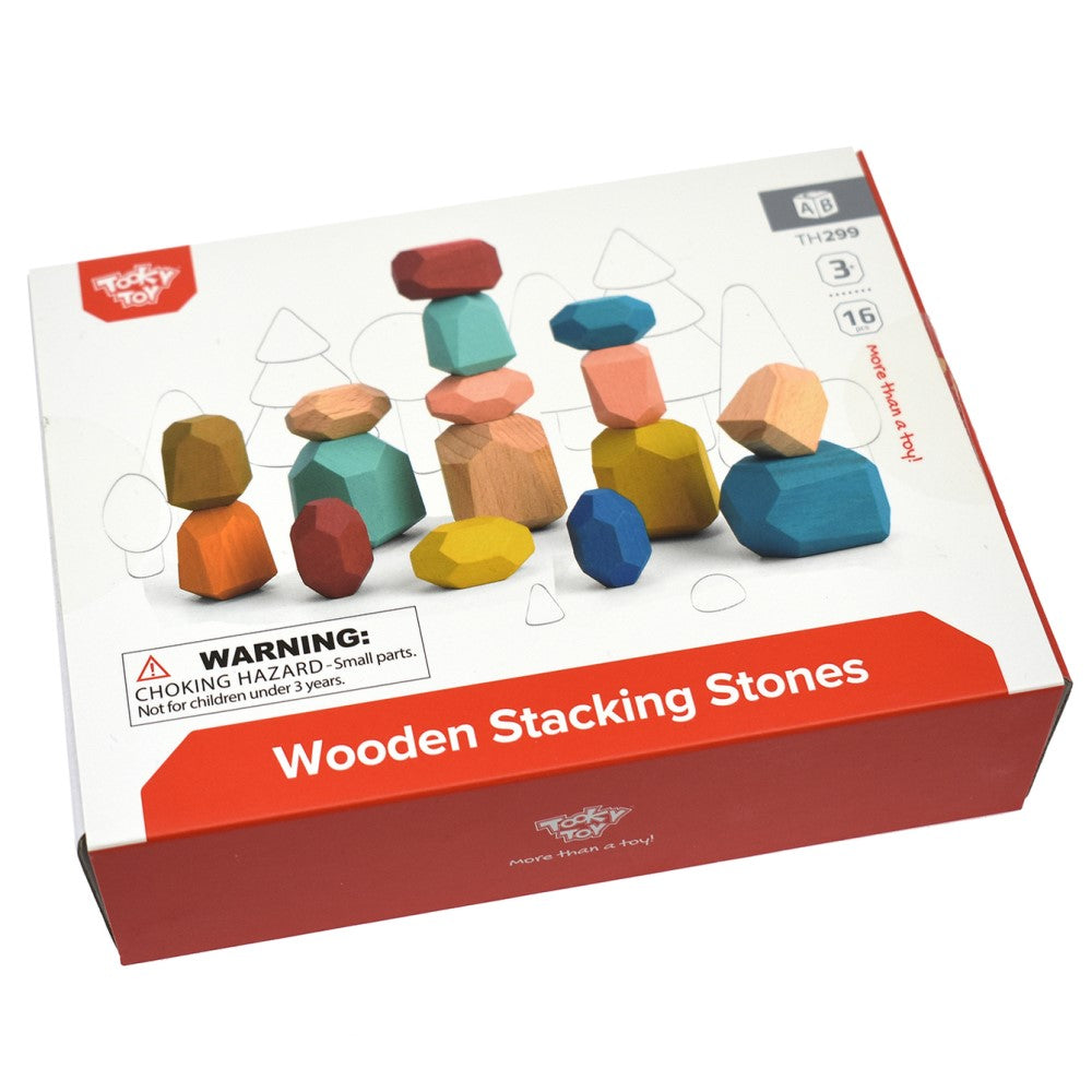 Kids Wooden Stacking Stones Game 16Pcs