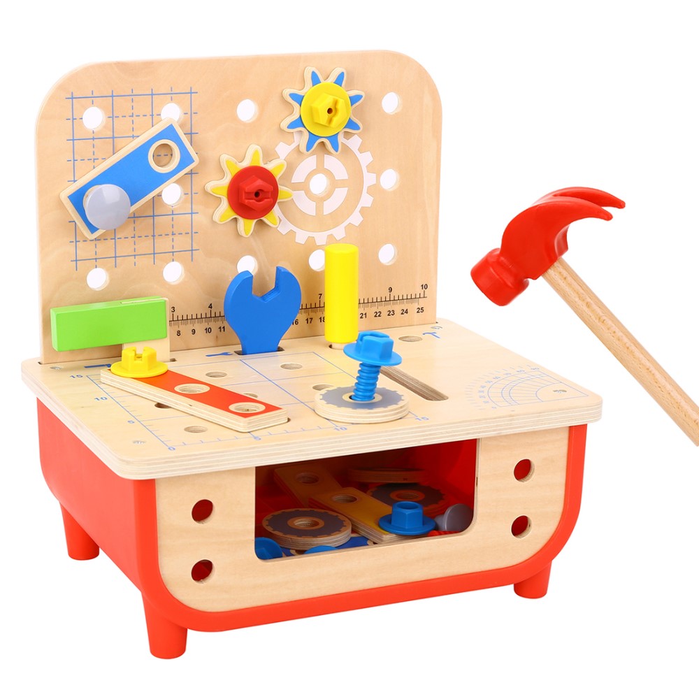 Kids Wooden Tools Workbench Playset