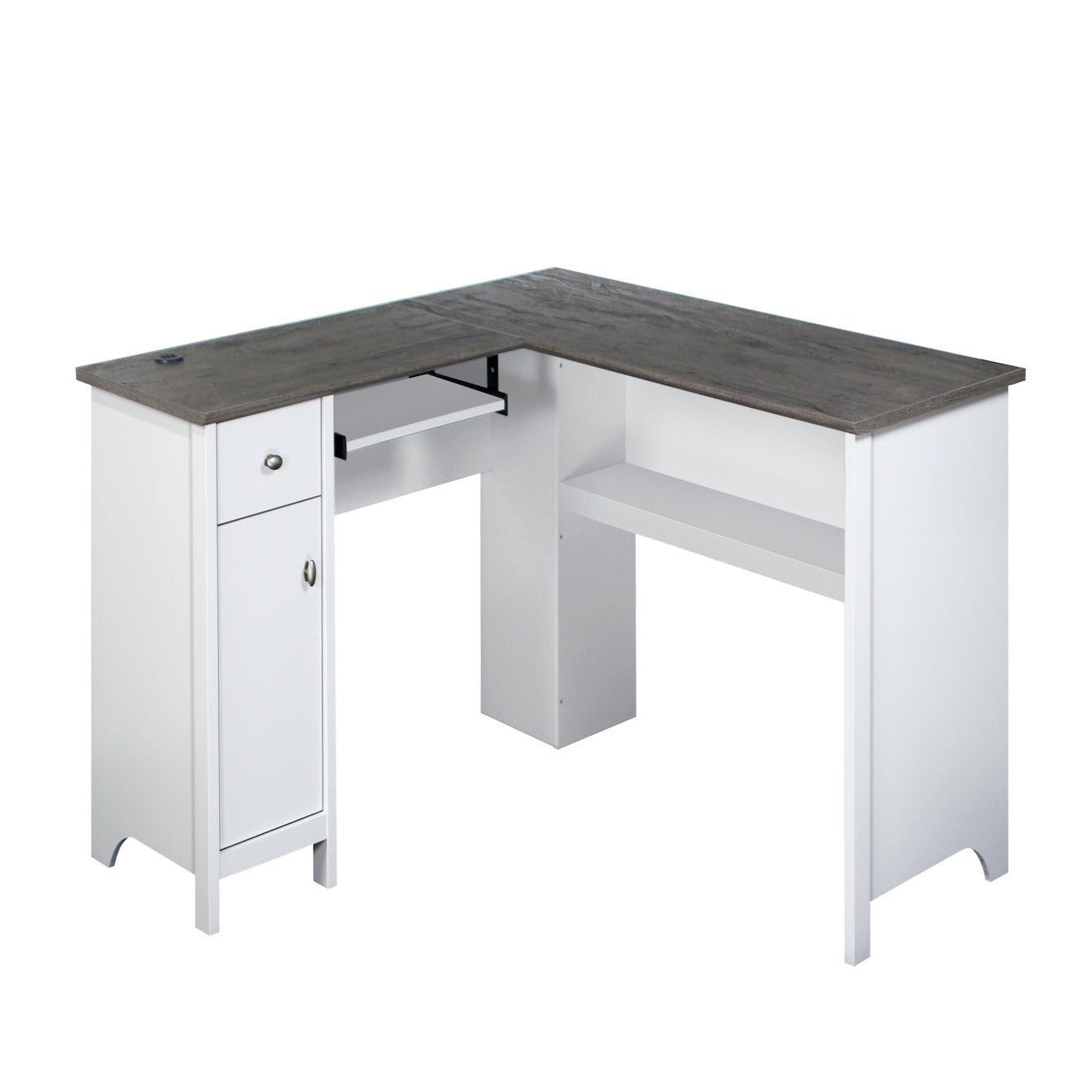 L-Shape Desk with Integrated USB Charging
