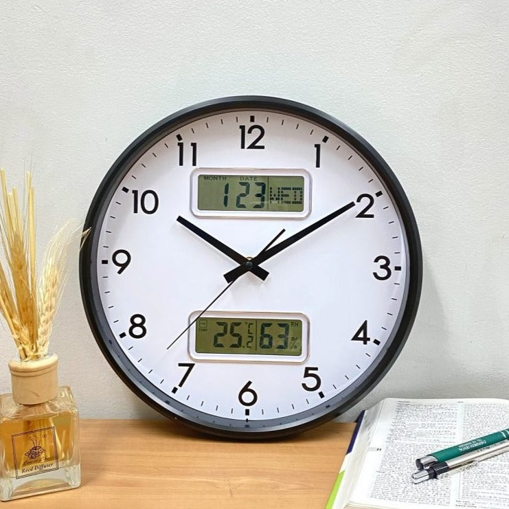 LCD Display Temperature & Humidity Wall Clock (Available in 2 Colors)