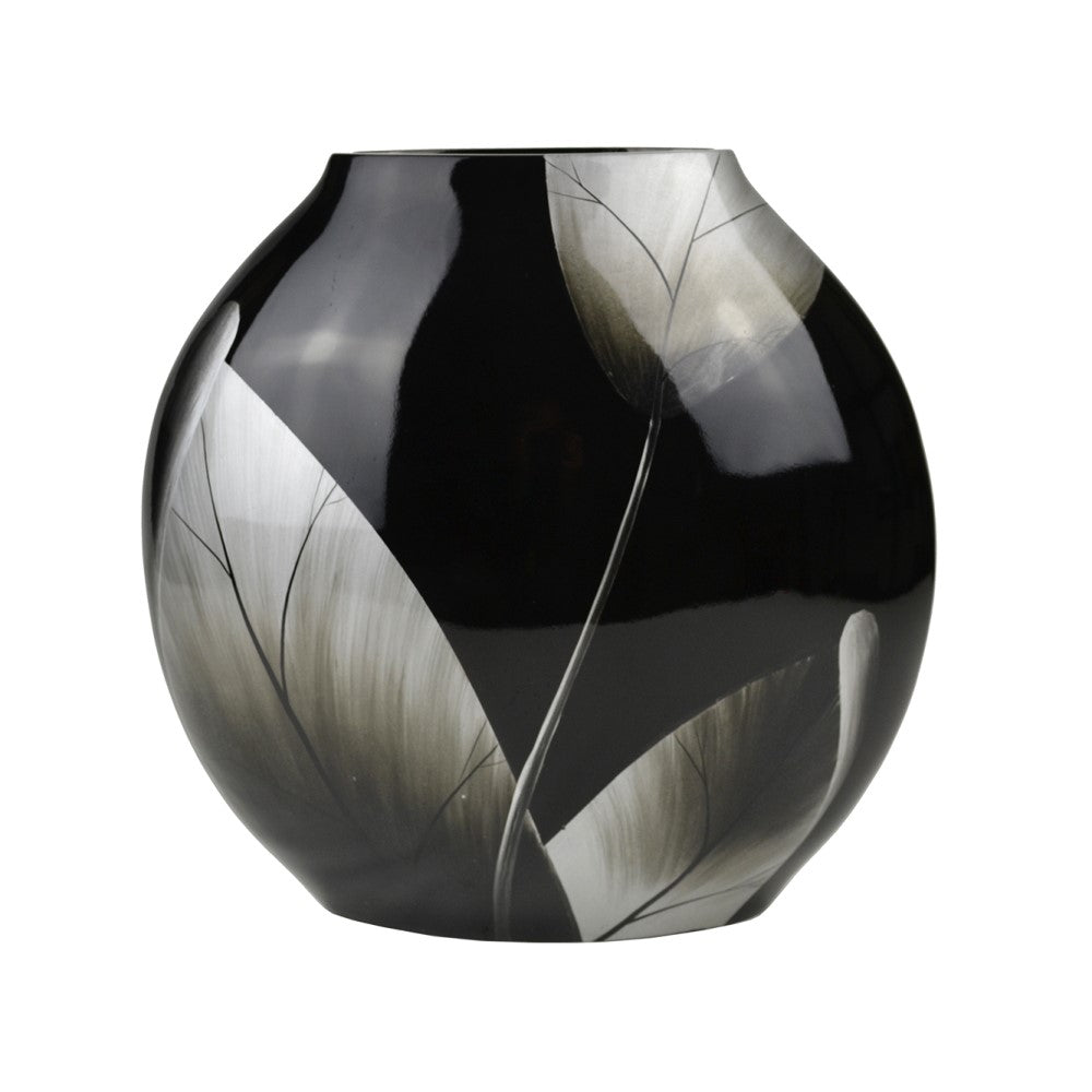 Lacquer Ethereal Round Leafy Style Vase (Available in 2 Colors)
