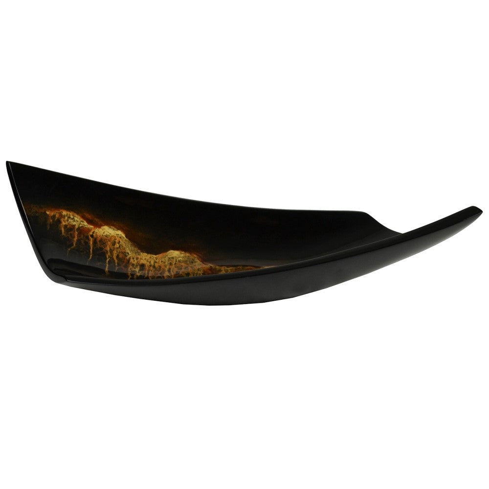 Lacquer Oceanic Unique Style Tray - Black & Gold (Available in 2 Sizes)