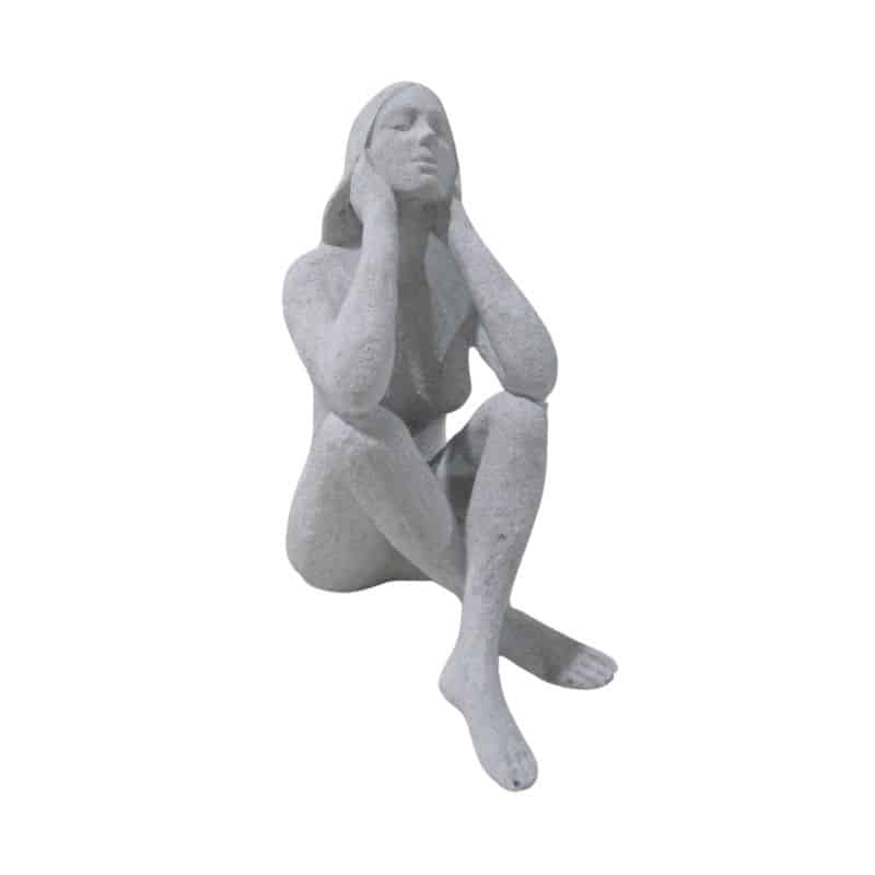 Lady Statue with Elbows on Knees - 23cms