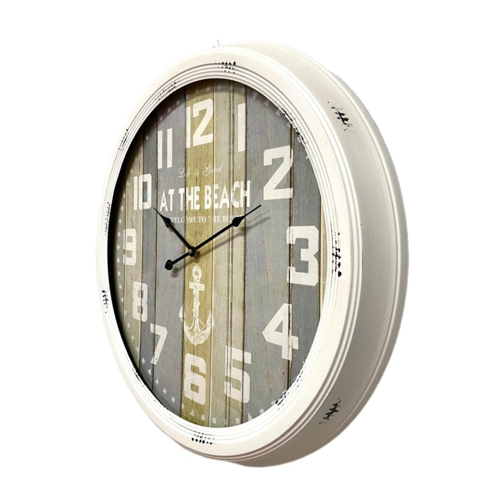 Large Cream Metal Frame Wall Clock 62cms