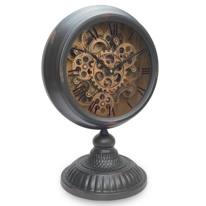 Large Retro Gear Table Clock With Base 54cms