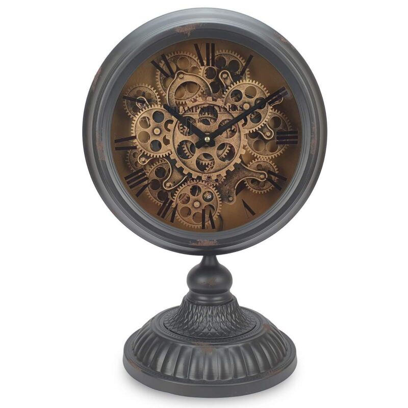 Large Retro Gear Table Clock With Base 54cms
