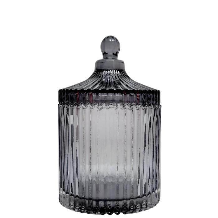 Large Ribbed Verona Round Ribbed Glass Jar - Available in 4 Opaque Colors