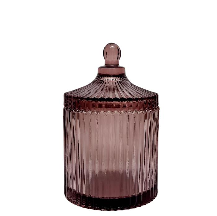 Large Ribbed Verona Round Ribbed Glass Jar - Available in 4 Opaque Colors