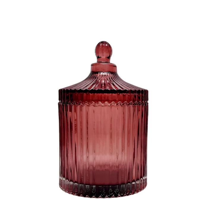 Large Ribbed Verona Round Ribbed Glass Jar - Available in 4 Opaque Colors