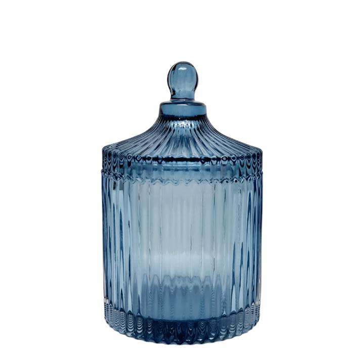 Large Ribbed Verona Round Ribbed Glass Jar - Available in 4 Colors
