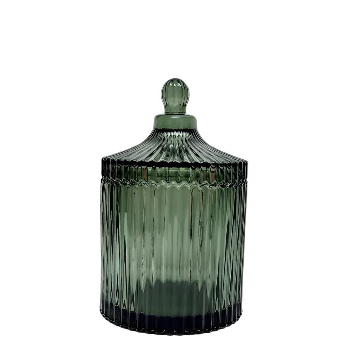 Large Ribbed Verona Round Ribbed Glass Jar - Available in 4 Colors