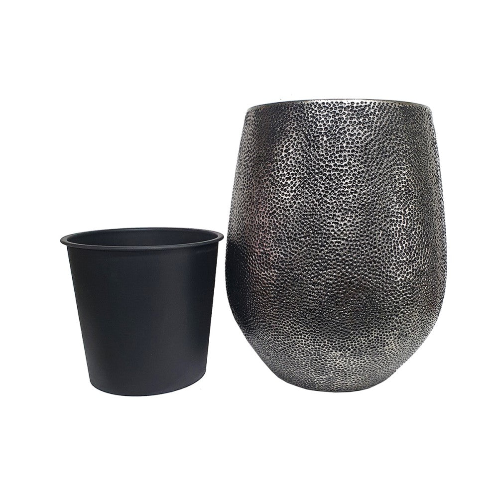 Large Vibrant Floor Indoor Planter Pot - Silver