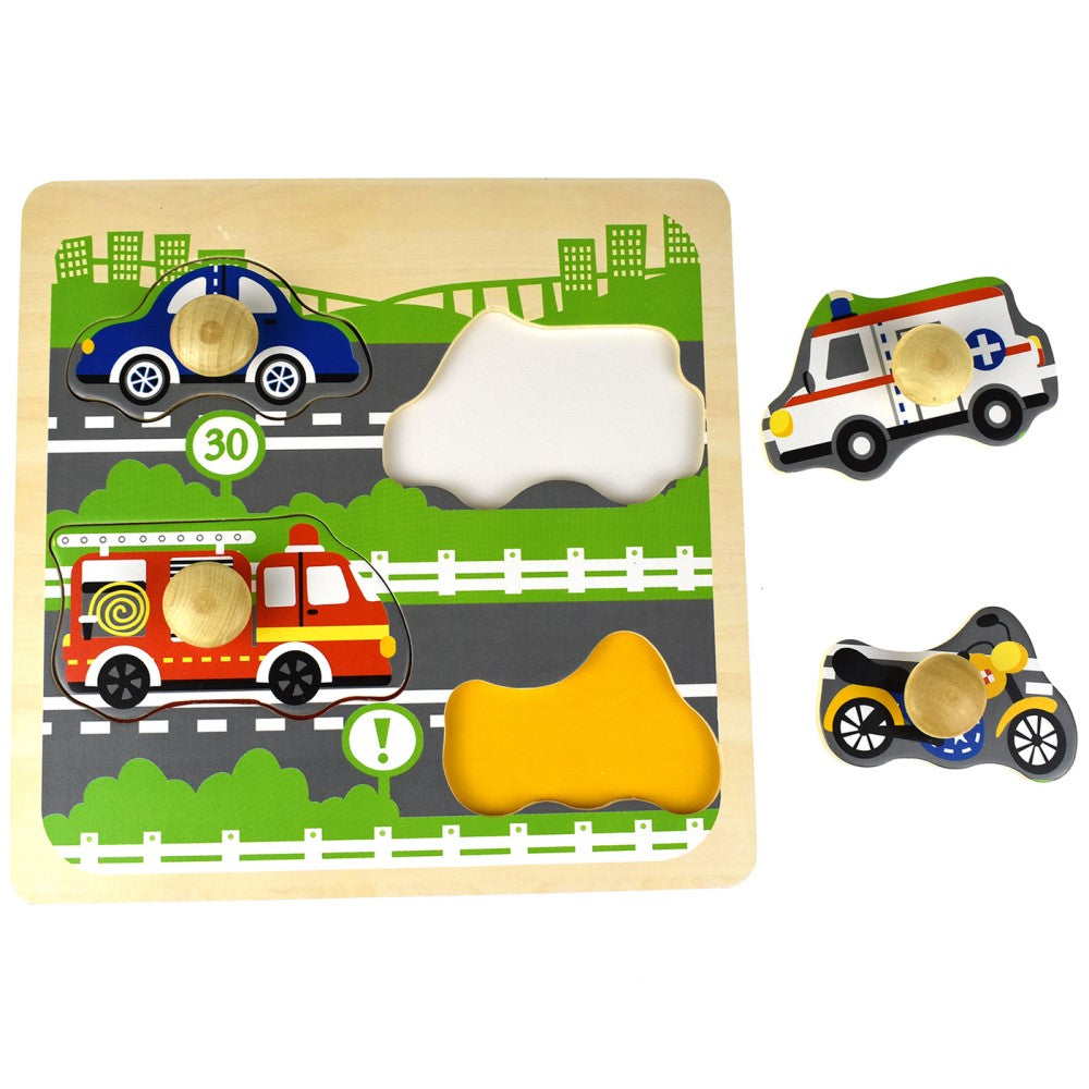 Wooden Traffic Peg Puzzle Shape Sorter