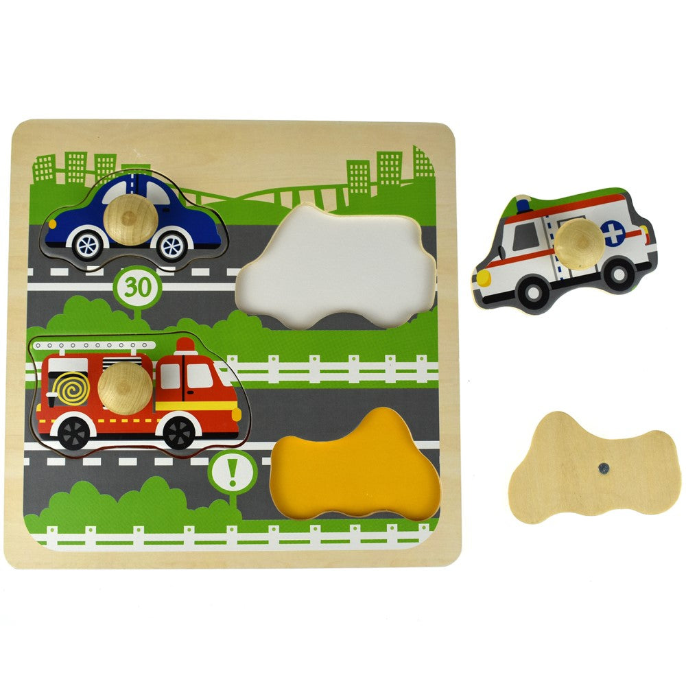 Wooden Traffic Peg Puzzle Shape Sorter