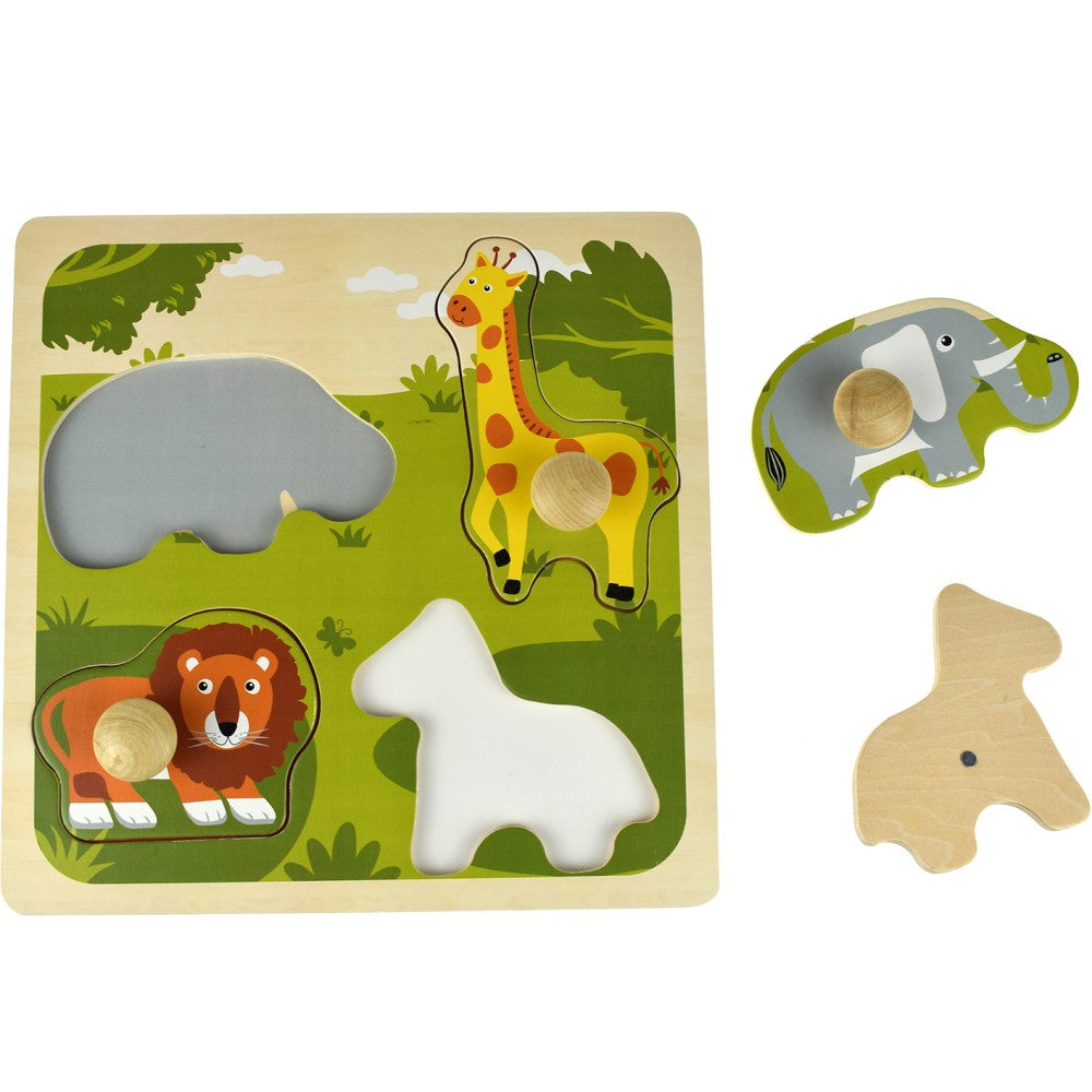 Wooden Safari Animals Peg Puzzle Shape Sorter