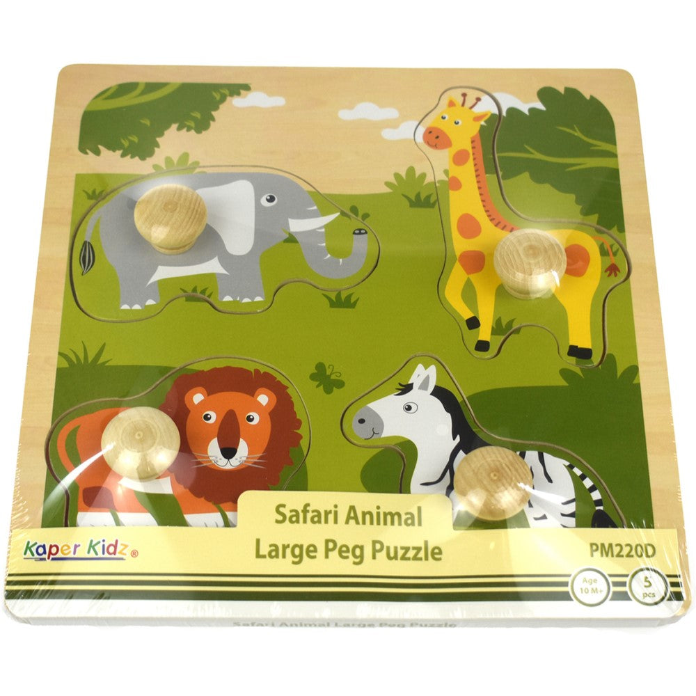 Wooden Safari Animals Peg Puzzle Shape Sorter