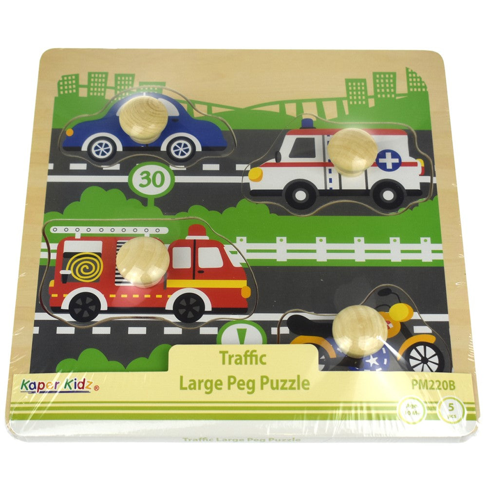 Wooden Traffic Peg Puzzle Shape Sorter