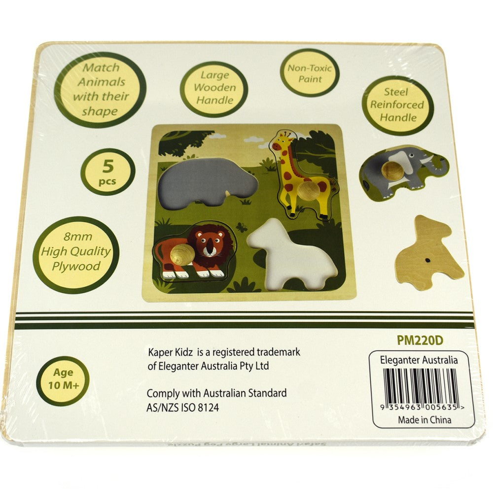 Wooden Safari Animals Peg Puzzle Shape Sorter