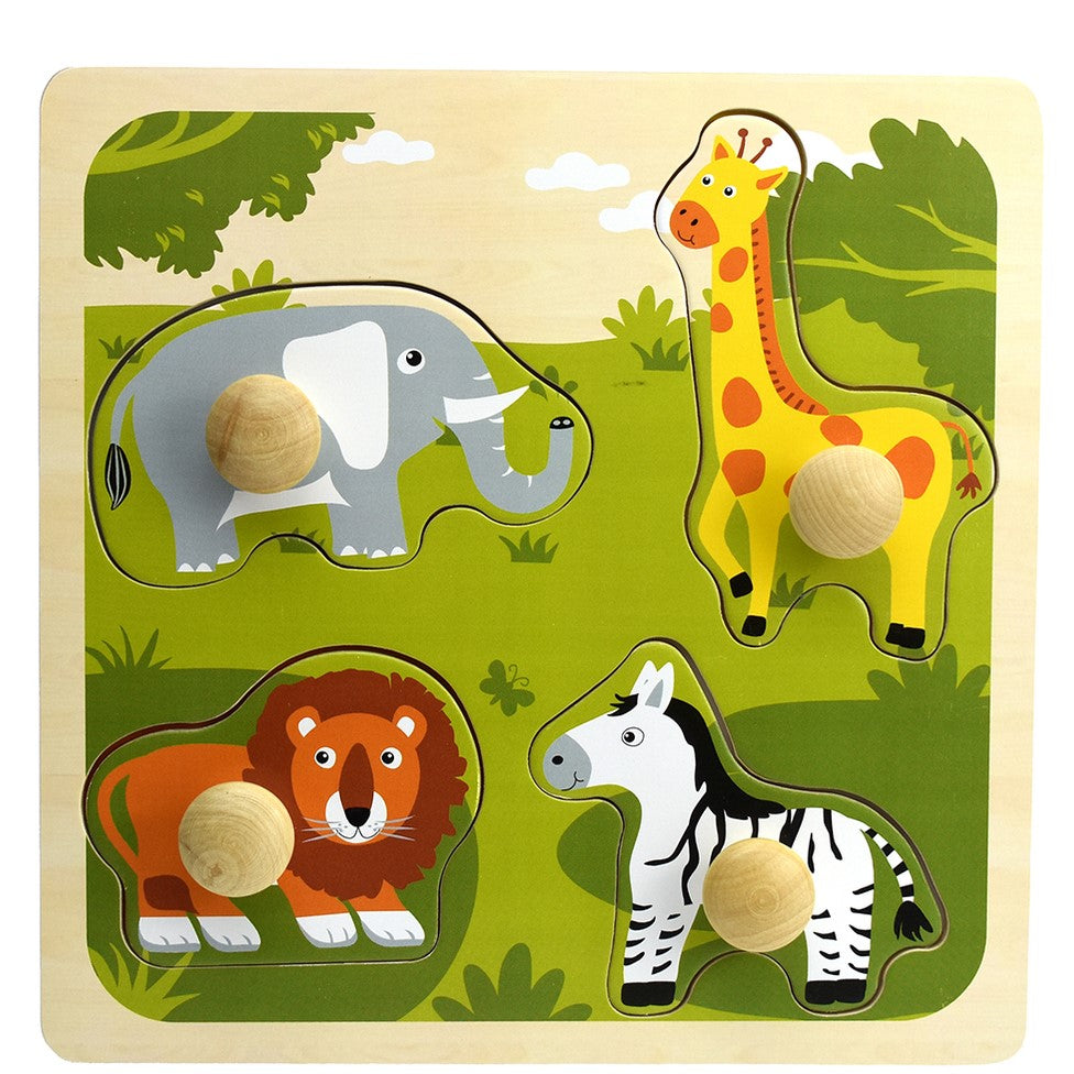 Wooden Safari Animals Peg Puzzle Shape Sorter