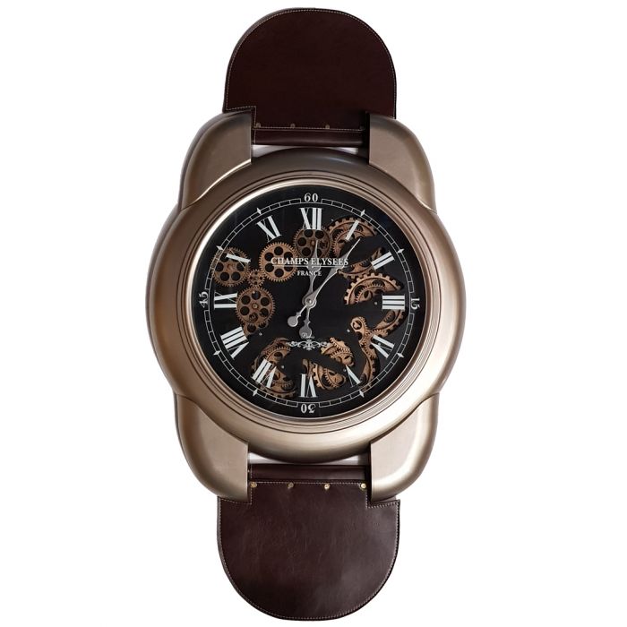 Large Wristwatch Exposed Gear Wall Clock - Gold