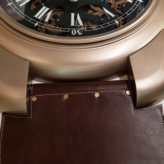 Large Wristwatch Exposed Gear Wall Clock - Gold