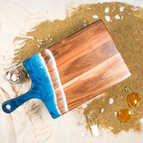 Large Acacia Ocean Vibes Resin Cheese Board