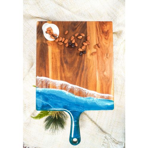 Large Acacia Ocean Vibes Resin Cheese Board