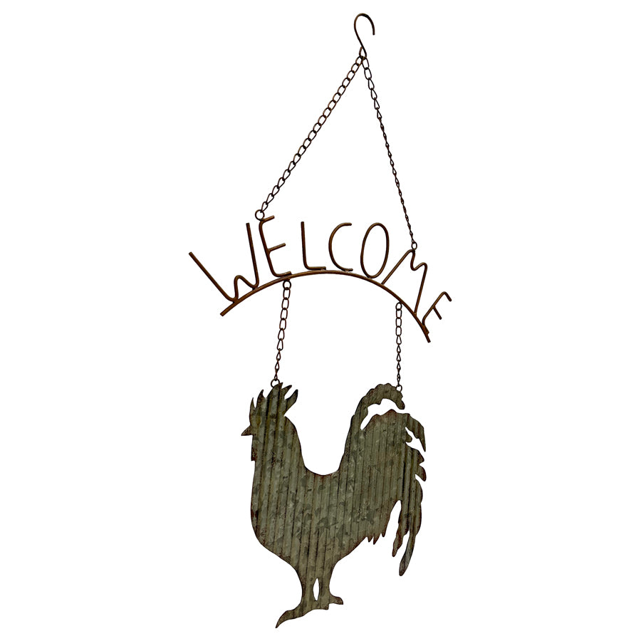Laser-Cut Corrugated Rooster Welcome Sign 79cms