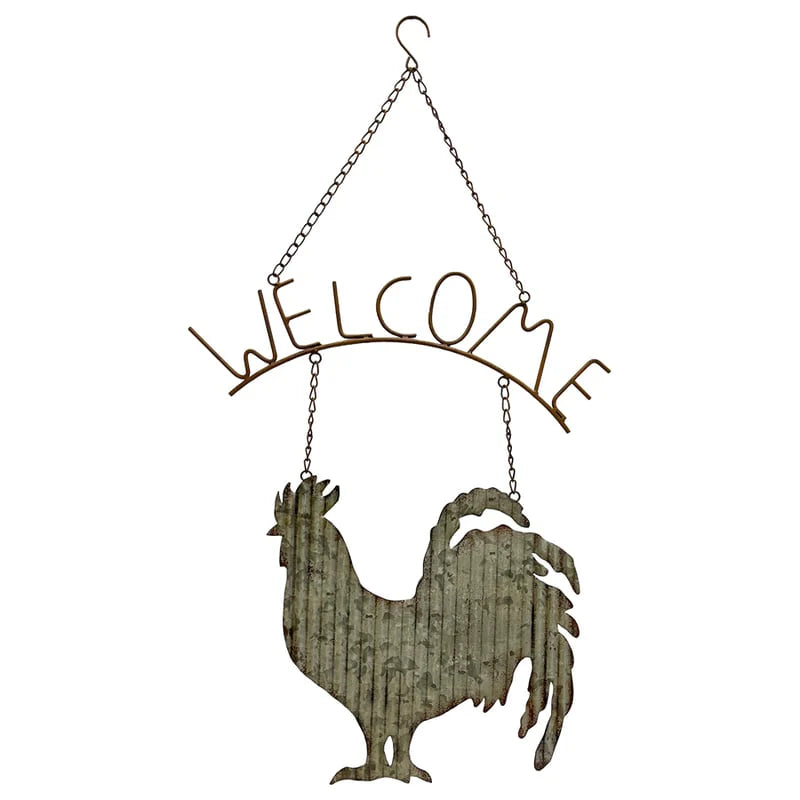 Laser-Cut Corrugated Rooster Welcome Sign 79cms