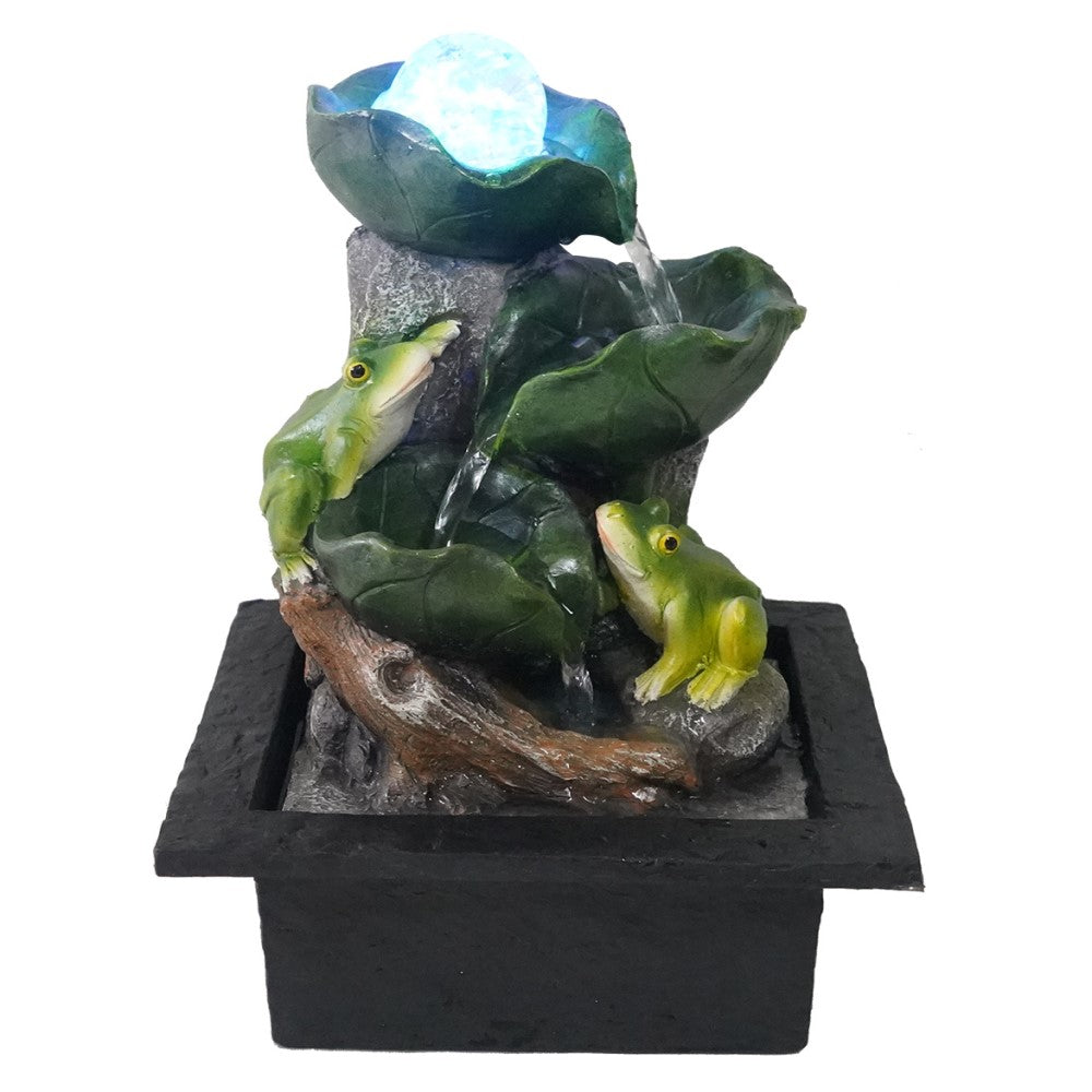 Leaf Frogs Polyresin Fountain Tabletop Decor